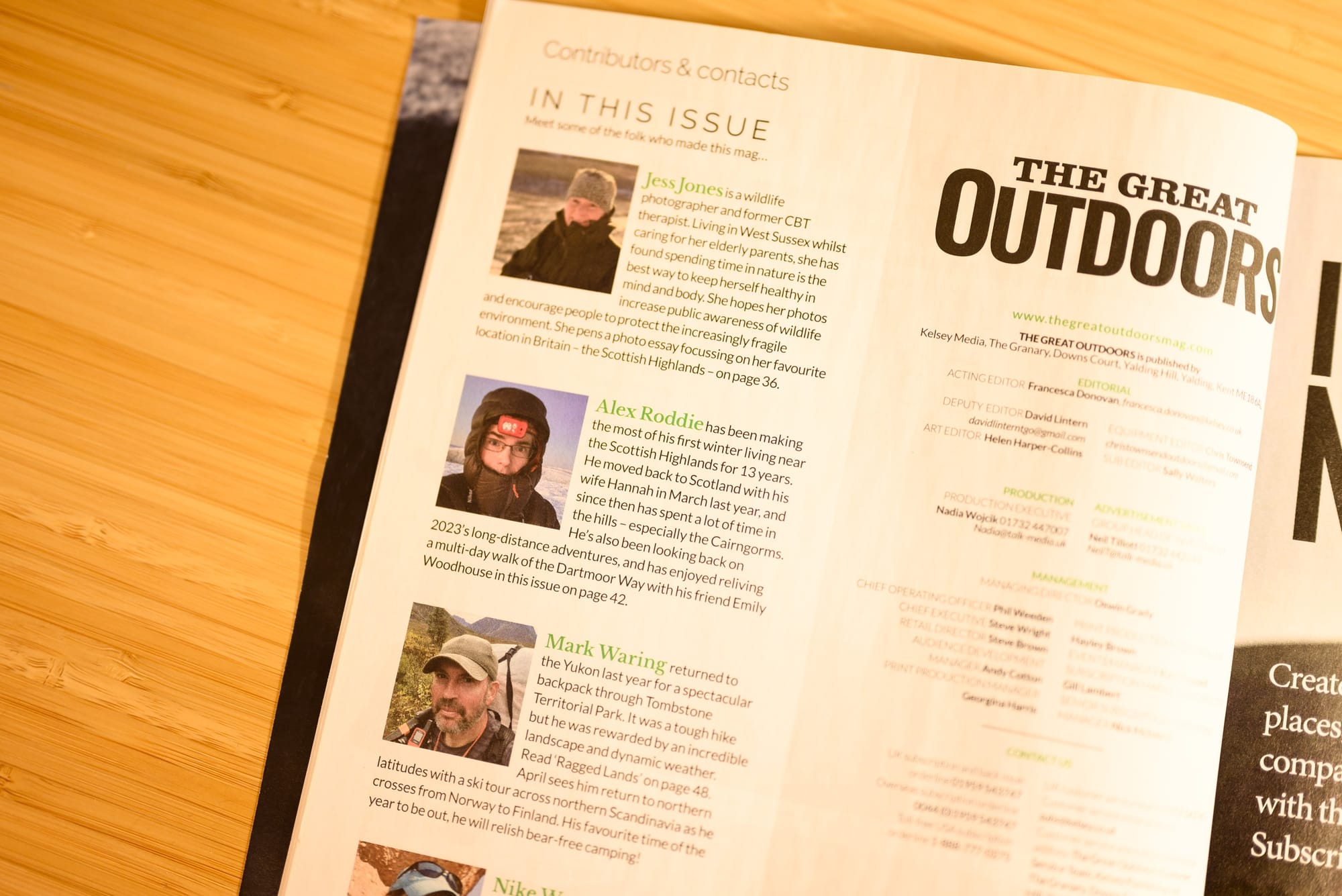 Recently published work: Sidetracked, The Great Outdoors, Outdoor Focus