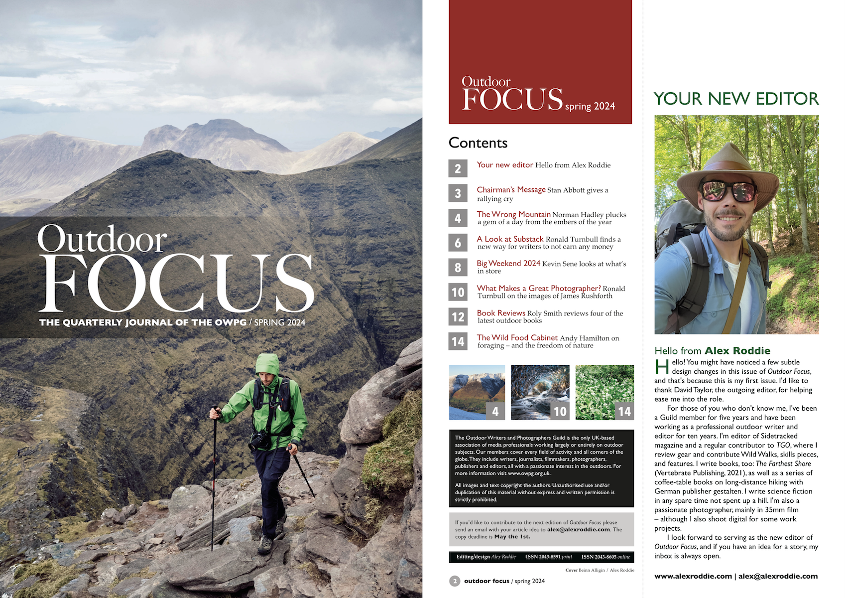 Recently published work: Sidetracked, The Great Outdoors, Outdoor Focus