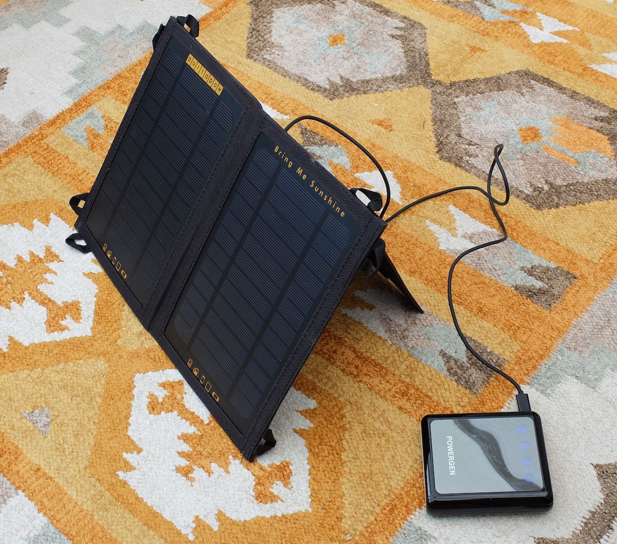 Solar panel and 12,000mAh USB power supply