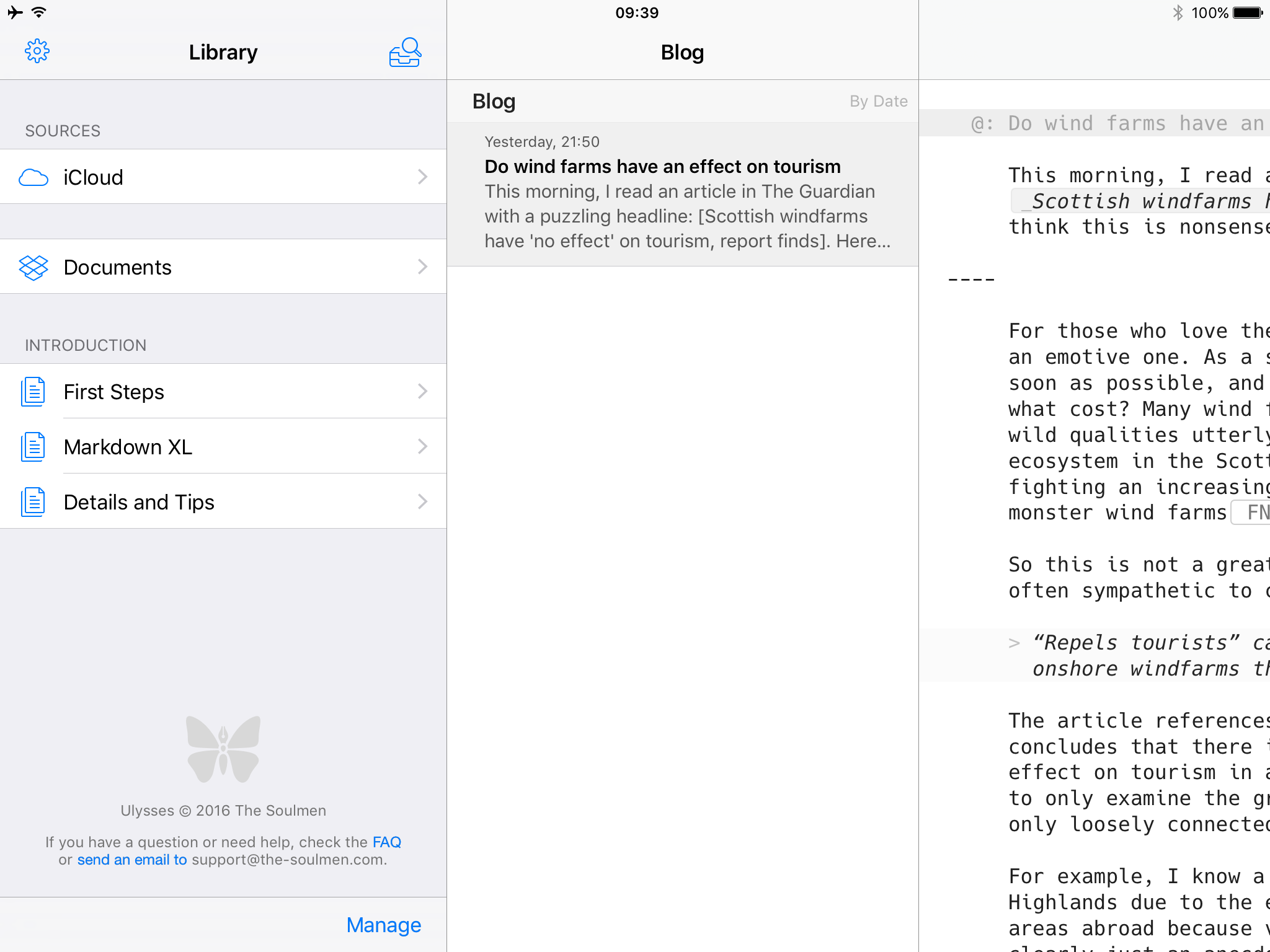 Both data sources – iCloud and Dropbox – displayed in the iOS version