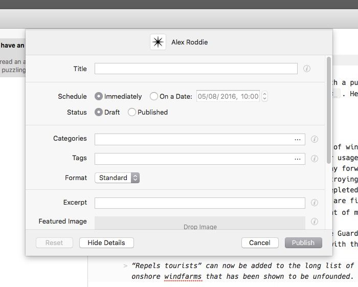 Wordpress publishing on OS X