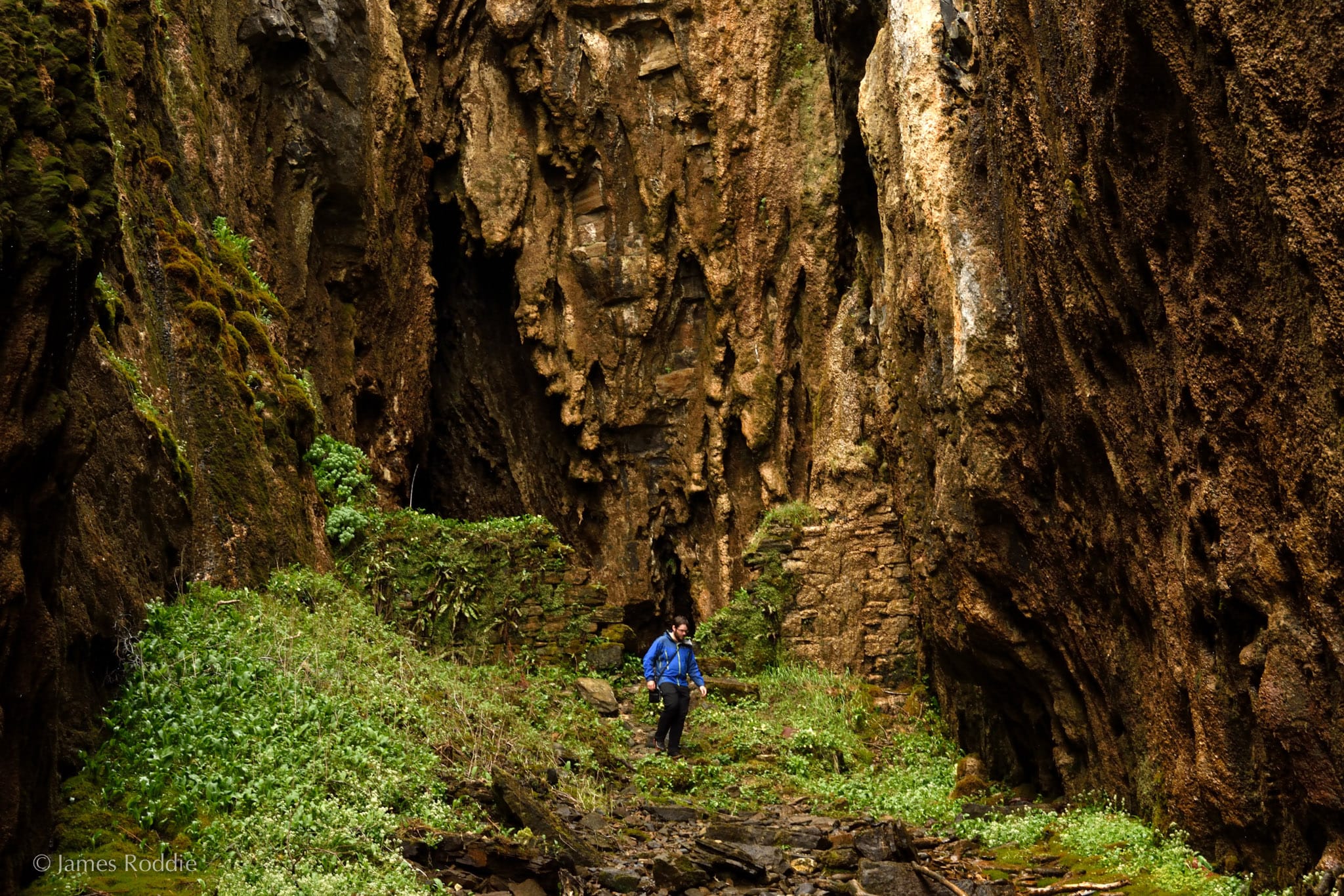 The dripping, impressive entrance to the Spar Cave