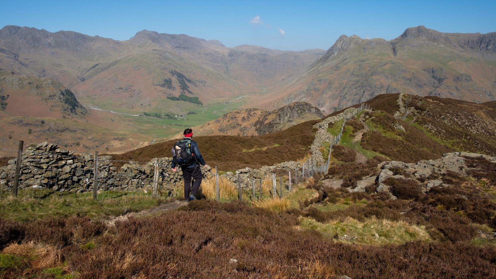 Langdale's skyline is well seen from Lingmoor Fell: Crinkle Crags, Bowfell and the Langdale Pikes